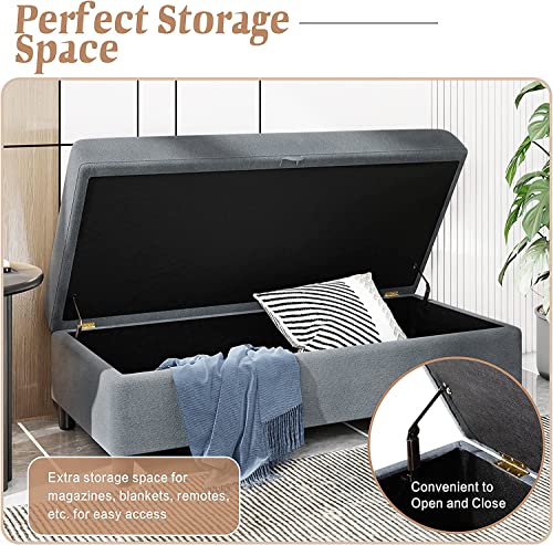 79'' Deep Grey L-Shaped Sectional Sofa with Ottoman