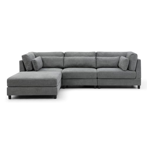 Oversized 5-Seater Convertible Sectional Sofa in Grey