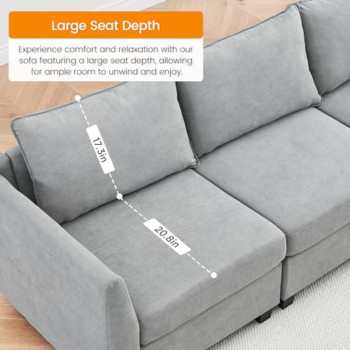 Grey Square Modular Ottoman for Living Room