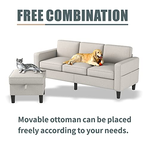Beige Convertible L-Shaped Sectional Sofa Couch