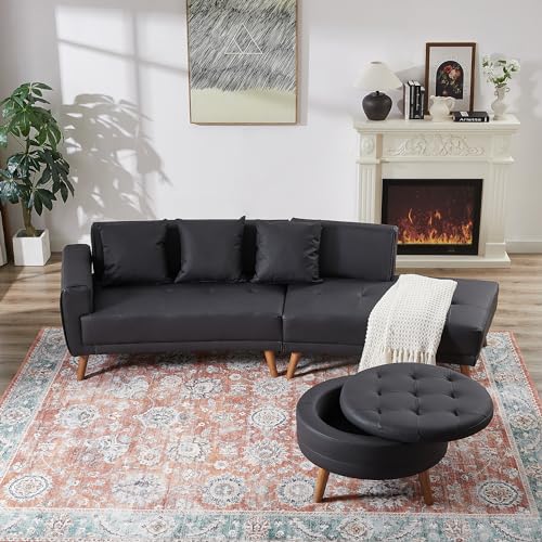 Modern 107" Curved Sectional Sofa with Ottoman