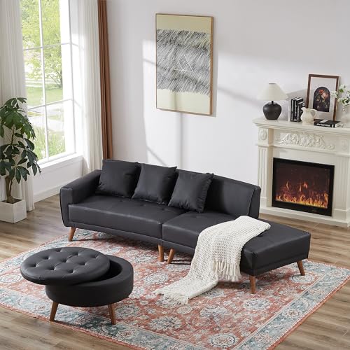 Modern 107" Curved Sectional Sofa with Ottoman