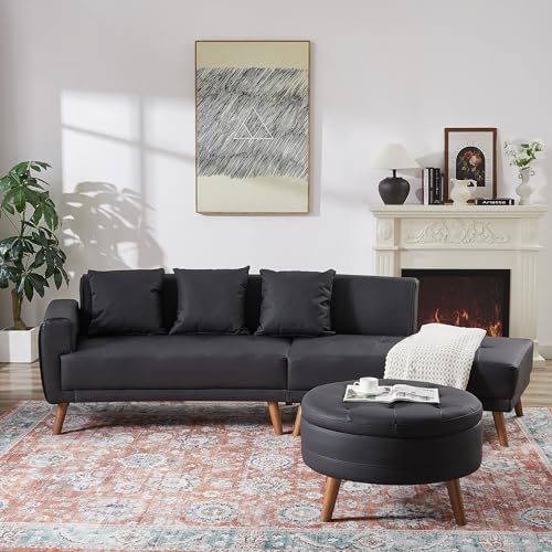 Modern 107" Curved Sectional Sofa with Ottoman