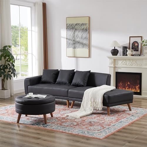 Modern 107" Curved Sectional Sofa with Ottoman