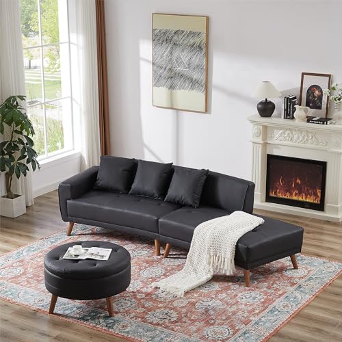 Modern 107" Curved Sectional Sofa with Ottoman