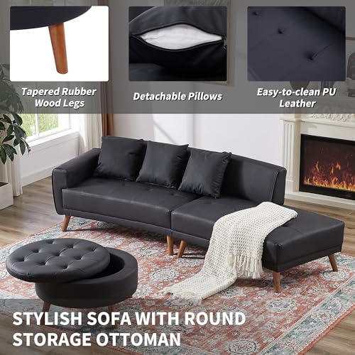 Modern 107" Curved Sectional Sofa with Ottoman