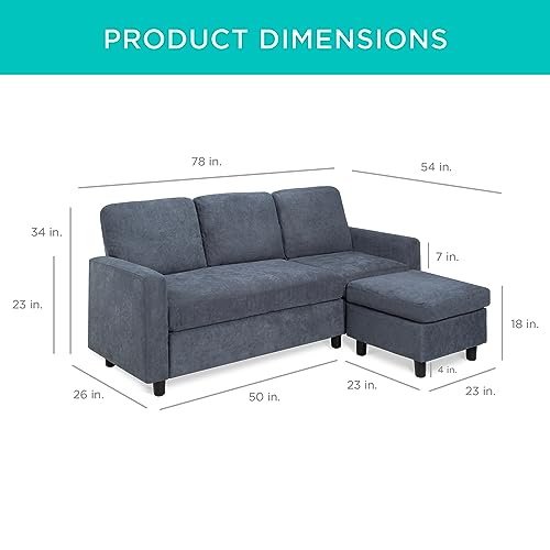 Stylish Gray L-Shaped Sofa and Ottoman Set