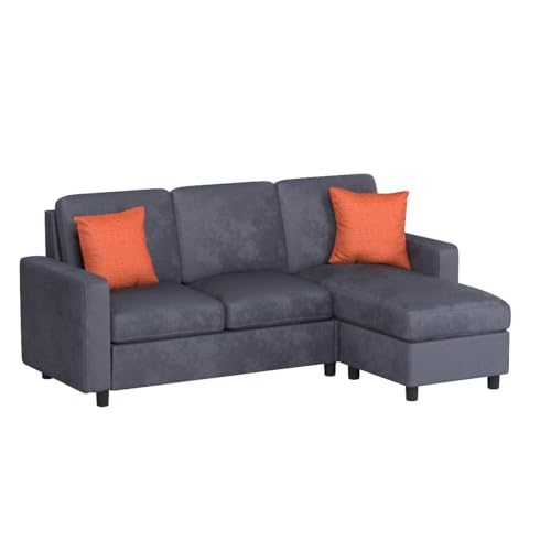 Stylish Gray L-Shaped Sofa and Ottoman Set