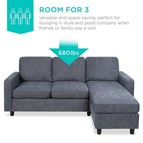 Stylish Gray L-Shaped Sofa and Ottoman Set