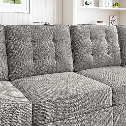 Light Grey Reversible L-Shaped Sectional Sofa with Ottoman