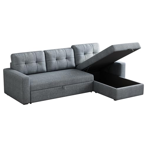 Light Grey L-Shape Sleeper Sectional Sofa with Chaise