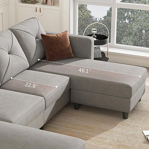 Light Grey U-Shaped Sectional Sofa with Ottomans
