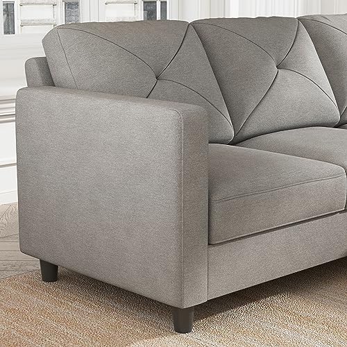 Light Grey U-Shaped Sectional Sofa with Ottomans