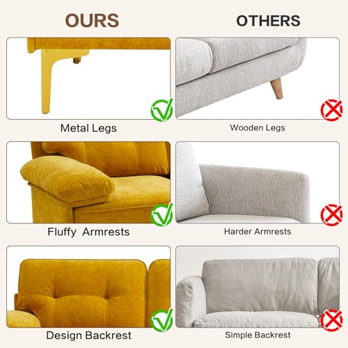 EASELAND 83" Convertible L Shaped Sofa - Yellow