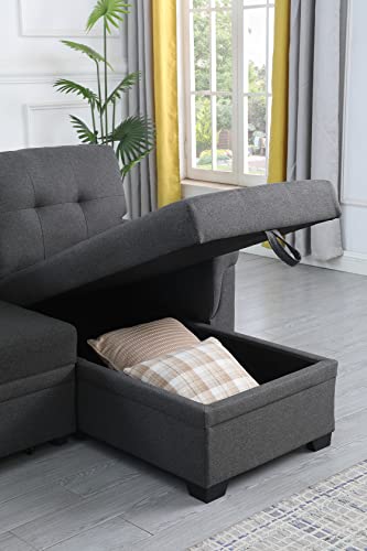EcoDec 84" L-Shape Convertible Sofa with Storage