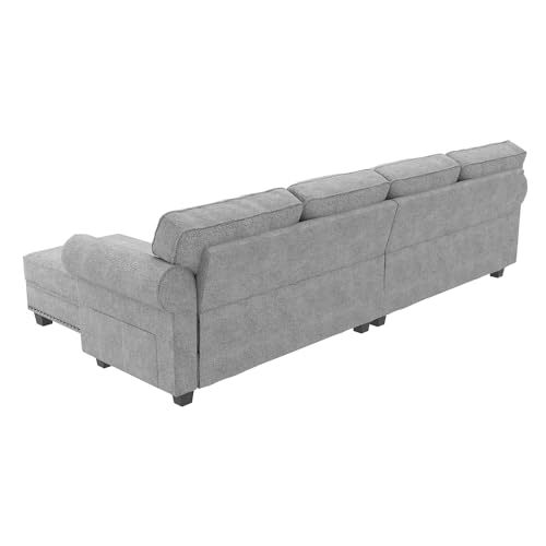 Light Grey L-Shaped Convertible Sectional Sofa