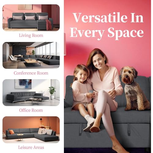 L-Shaped Sectional Sofa with Pull-Out Bed & Storage