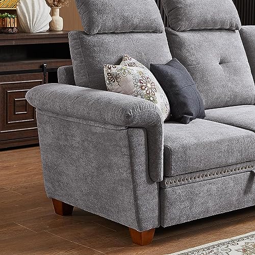 Light Grey Convertible Sectional Sofa with Storage