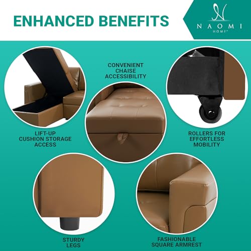 Naomi Home Sleeper Sectional Sofa with Chaise
