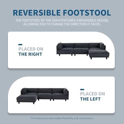 L-Shaped Convertible Sofa with Reversible Chaise & Ottoman