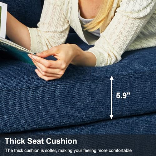 Navy Blue L-Shaped Convertible Sectional Sofa