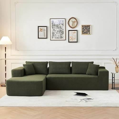 Green Modular L-Shape Sectional Sofa with Chaise
