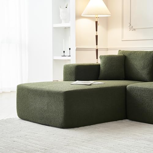 Green Modular L-Shape Sectional Sofa with Chaise