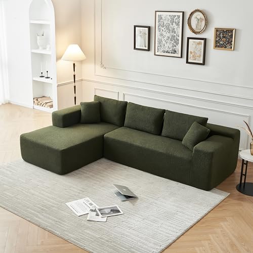 Green Modular L-Shape Sectional Sofa with Chaise