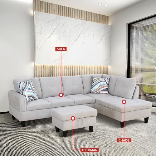 Modular L-Shaped Sectional Sofa with Chaise