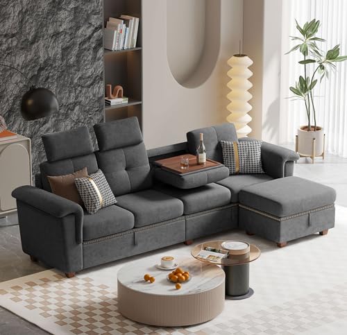 Jarenie 4-Seater L-Shaped Sectional Sofa - Dark Grey