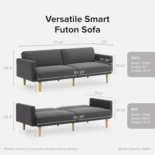 Mopio Chloe Convertible Sofa Bed in Dark Gray