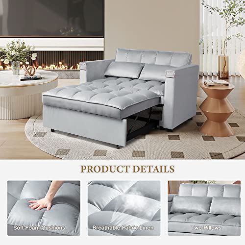 Versatile Velvet Sofa Bed with Hidden Table