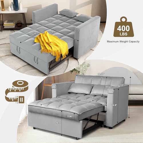 Versatile Velvet Sofa Bed with Hidden Table