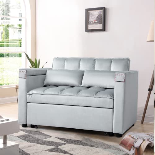 Versatile Velvet Sofa Bed with Hidden Table