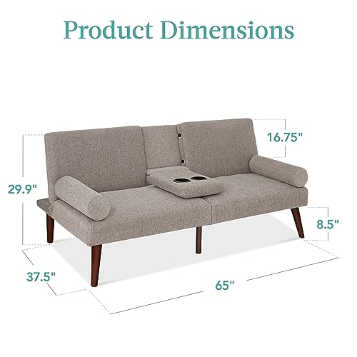 Gray Upholstered Convertible Futon Sofa Bed