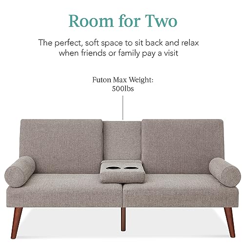Gray Upholstered Convertible Futon Sofa Bed