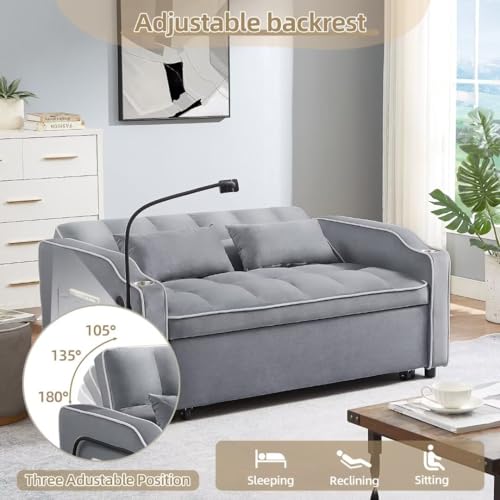 3-in-1 Convertible Velvet Sleeper Sofa with USB