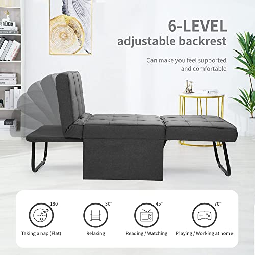 Dark Grey 4-in-1 Convertible Sofa Bed
