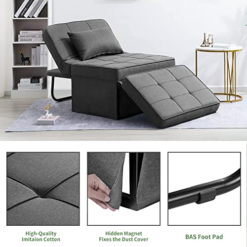 Dark Grey 4-in-1 Convertible Sofa Bed