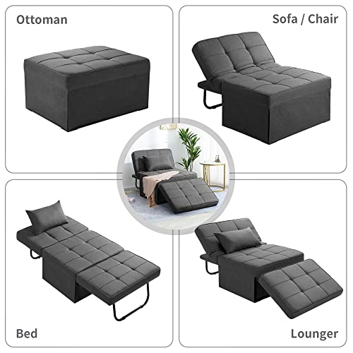 Dark Grey 4-in-1 Convertible Sofa Bed