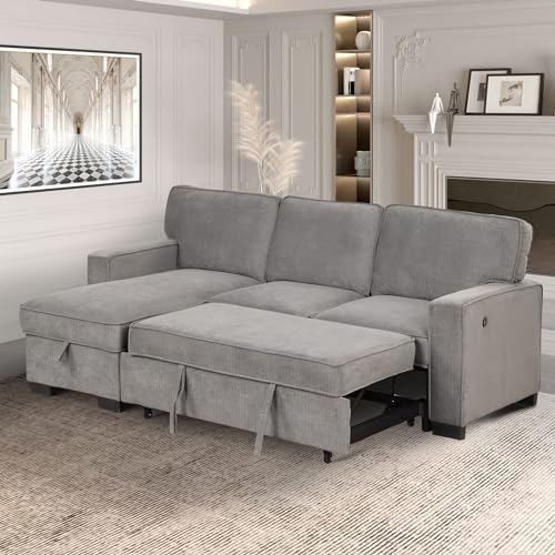 EBELLO 3-in-1 Convertible Sleeper Sofa with Storage