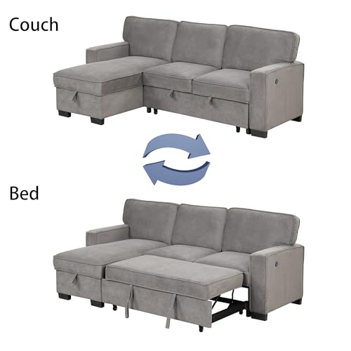 EBELLO 3-in-1 Convertible Sleeper Sofa with Storage