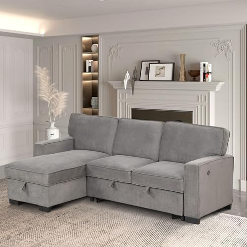 EBELLO 3-in-1 Convertible Sleeper Sofa with Storage
