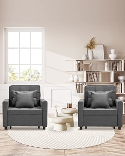 3-in-1 Convertible Chair Bed in Dark Gray