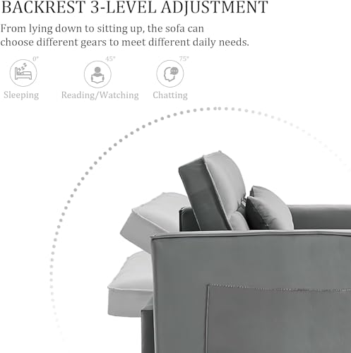 Convertible Velvet Sleeper Sofa with Adjustable Backrest