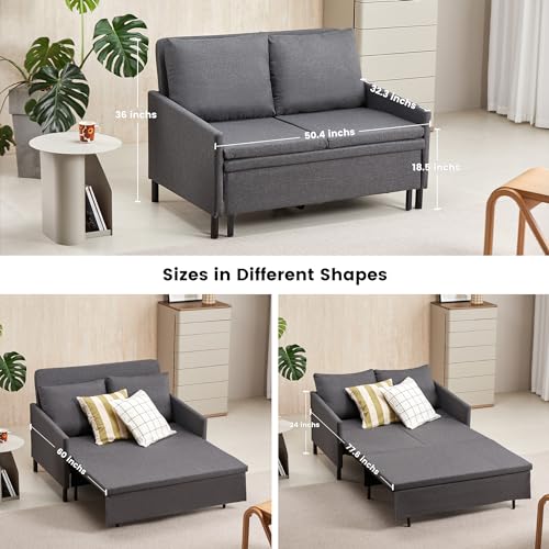 3-in-1 Convertible Sleeper Sofa Bed in Dark Gray