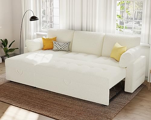 Modern L-Shaped Pull-Out Sofa Bed with Storage