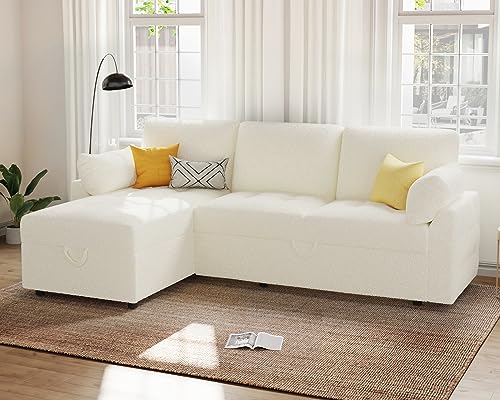 Modern L-Shaped Pull-Out Sofa Bed with Storage