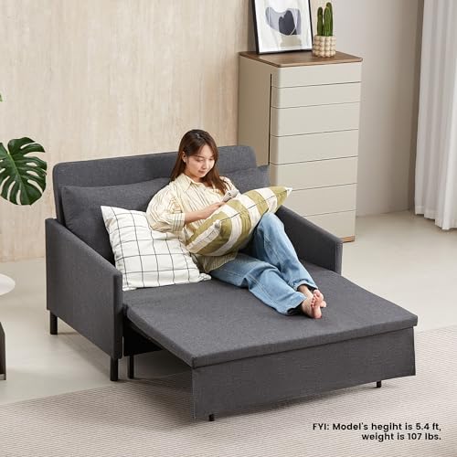 3-in-1 Convertible Sleeper Sofa Bed in Dark Gray