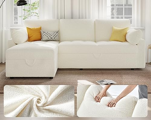 Modern L-Shaped Pull-Out Sofa Bed with Storage